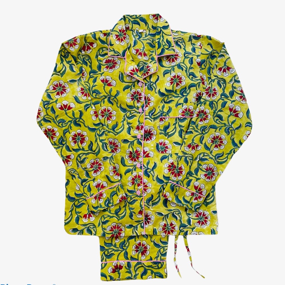 Block print summer cotton pjs pajamas
